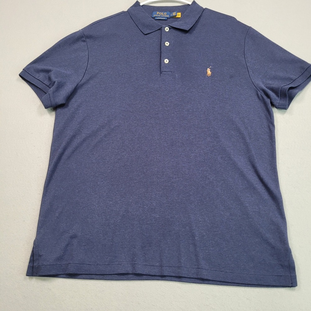 Polo Ralph Lauren Mens Custom Slim Fit Polo Shirt Large Blue Short‎ Sleeve